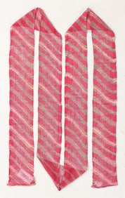 Leheriya Dyed Silk Turban, Early 20th C., L. 16'4"