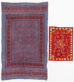 2 Indian Embroidered and Block Printed Textiles