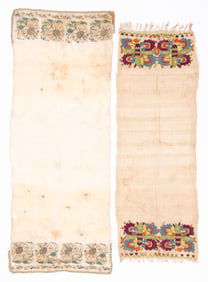 Two 19th C. Silk Embroidered Turkish Islemler/ Towels