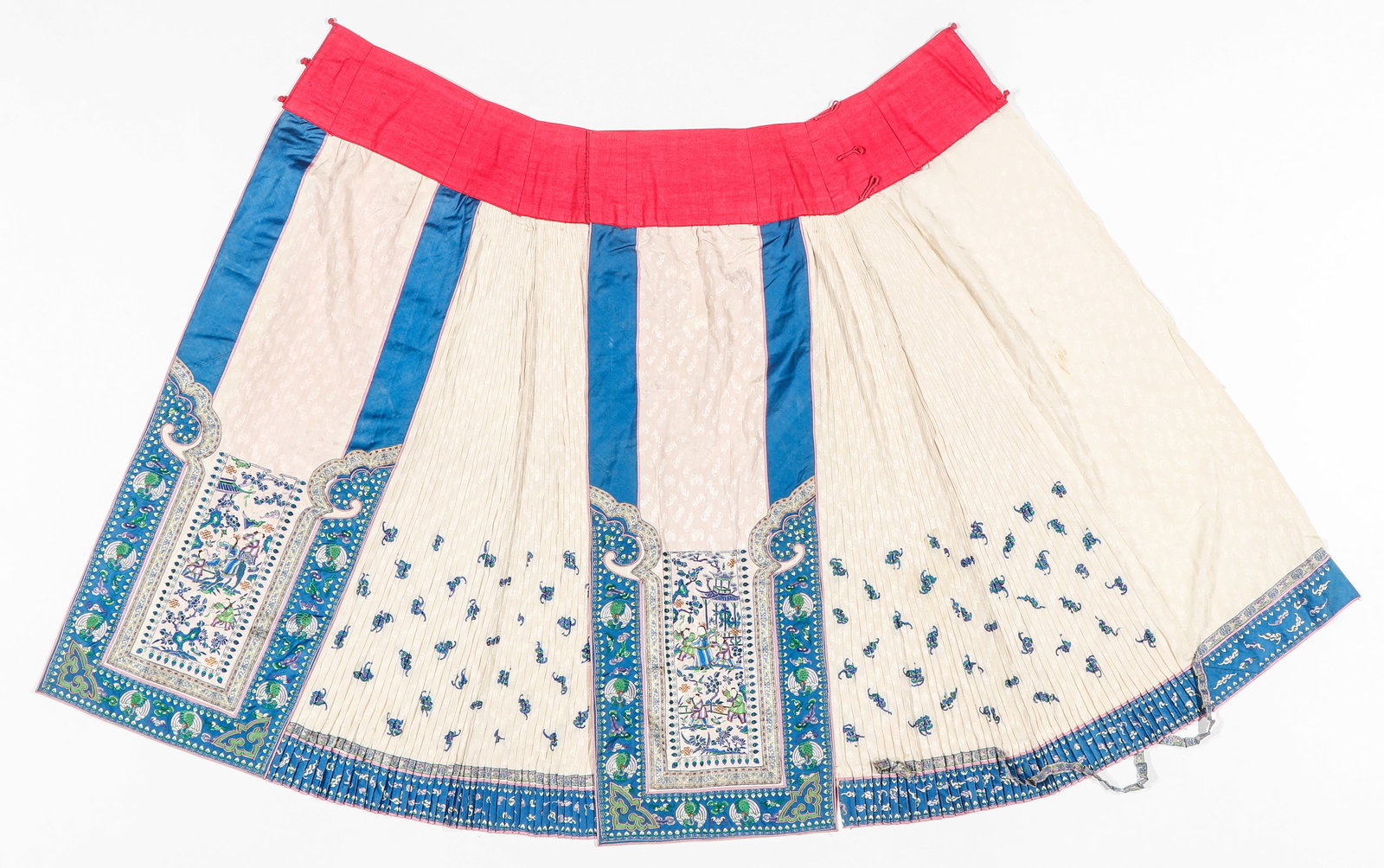 Chinese Silk Embroidered Qun Apron Skirt, Qing Dynasty (1 of 5)