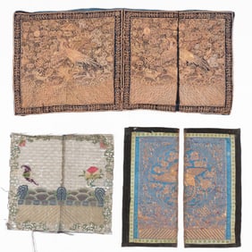 Chinese Silk And Metal Thread Embroidered Rank Badges