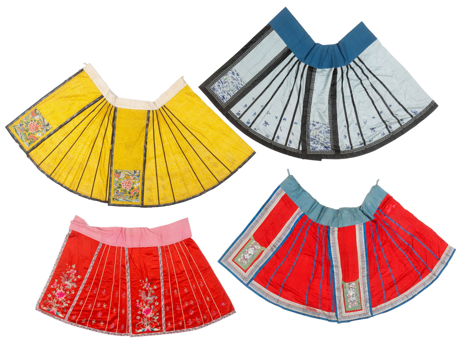 Antique Chinese Embroidered Silk Qun Apron Skirts (1 of 7)