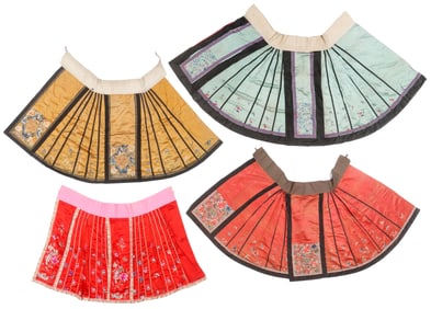 Antique Chinese Embroidered Silk Qun Apron Skirts
