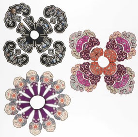 3 Chinese Silk Embroidered Yunjian Cloud Collars