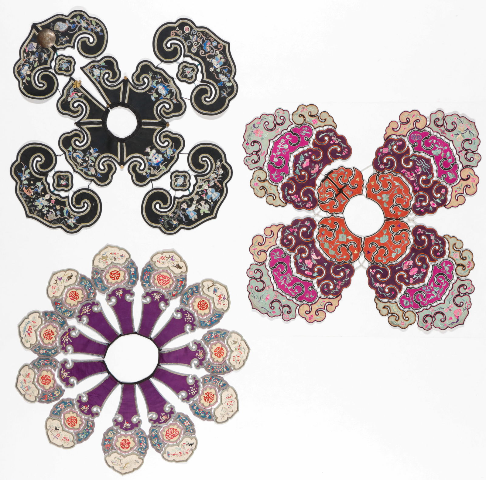 3 Chinese Silk Embroidered Yunjian Cloud Collars (1 of 5)