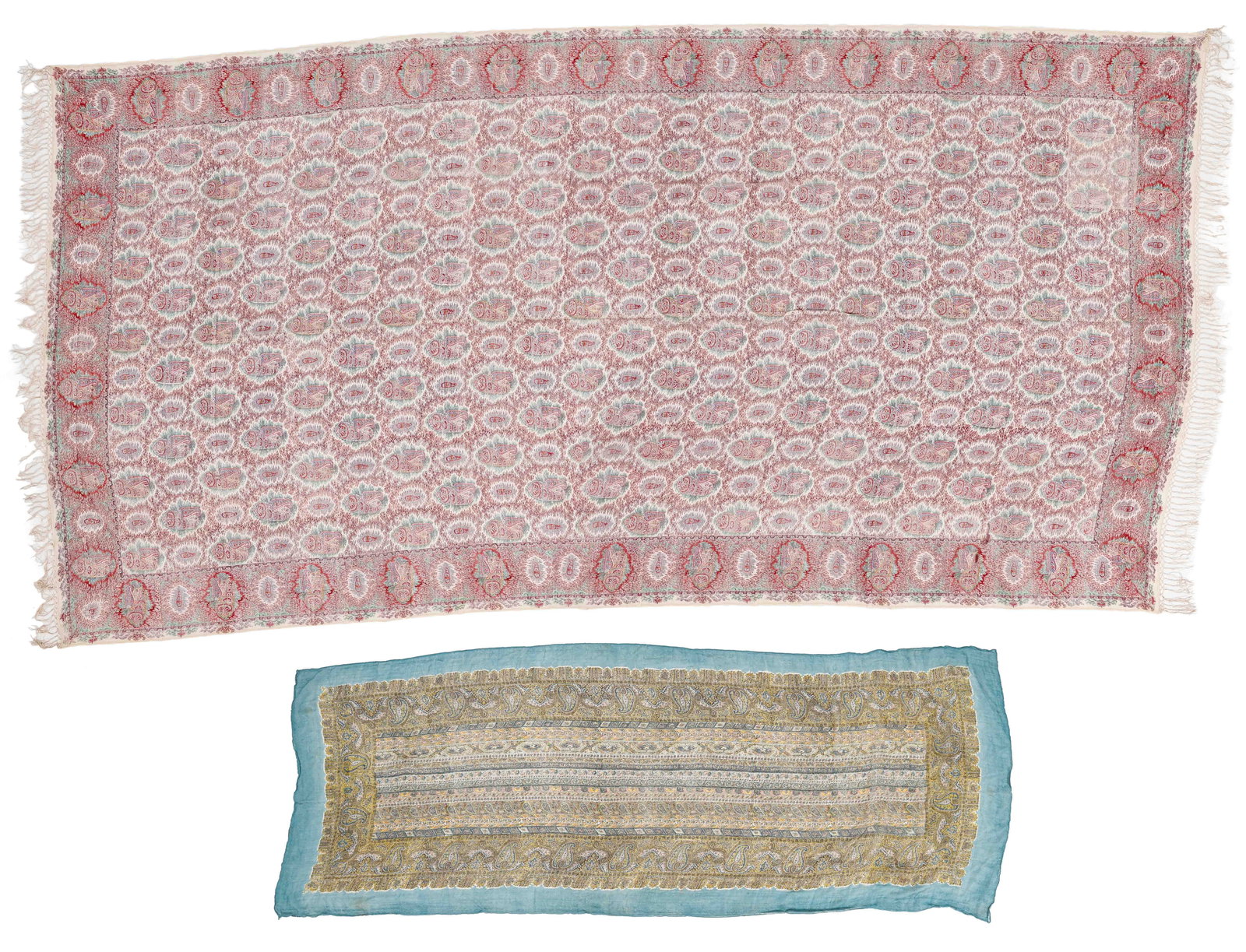 2 Antique Silk Paisley Shawls, Turkey, 5'9'' x 11'5'' (1 of 6)