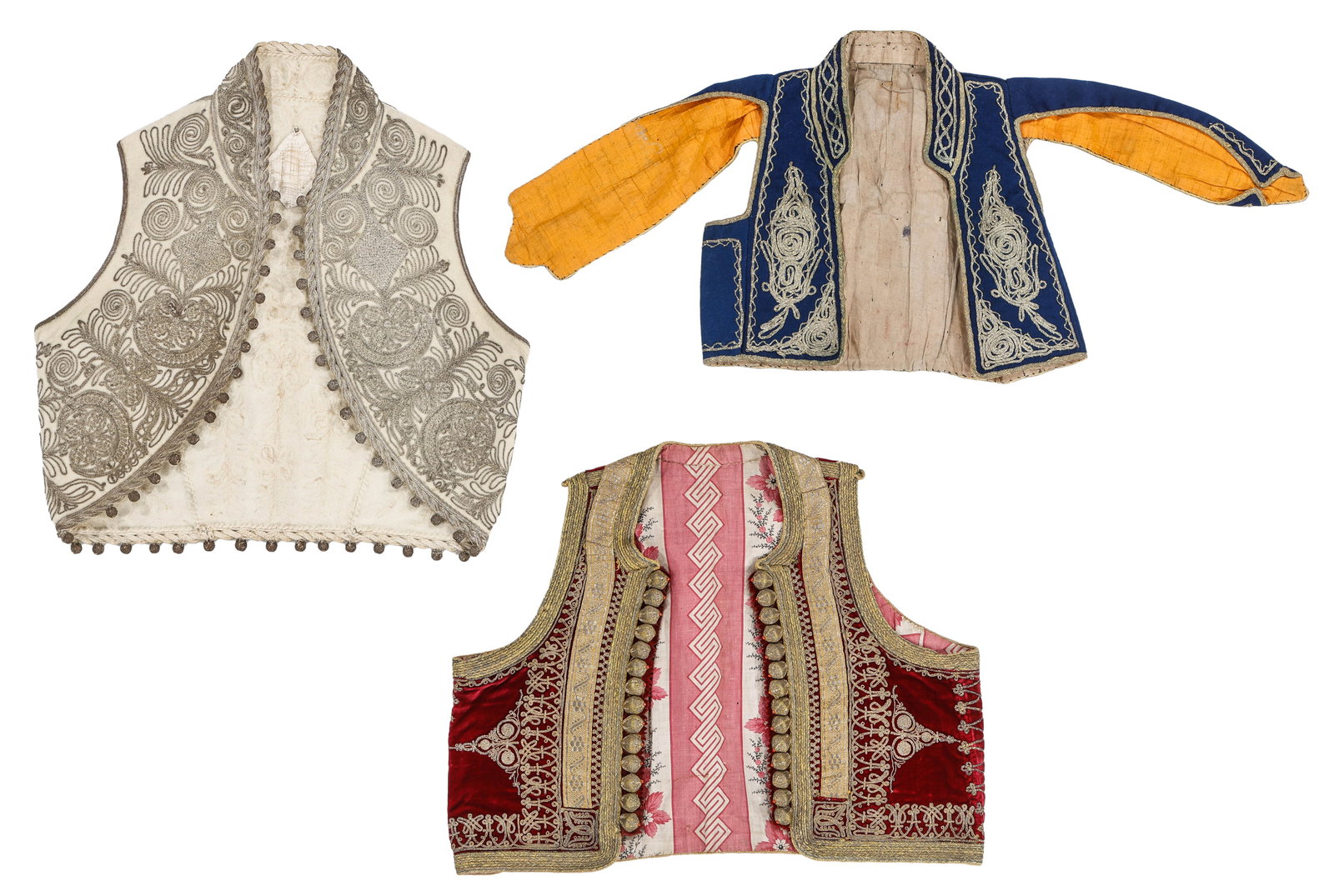 Collection of Ottoman Empire Vests and Child's Jacket, Late 19th/Early 20th C. (1 of 3)