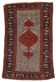 Senneh Kurd Rug, Persia, Ca. 1875, Size: 3'9'' x 6'1''