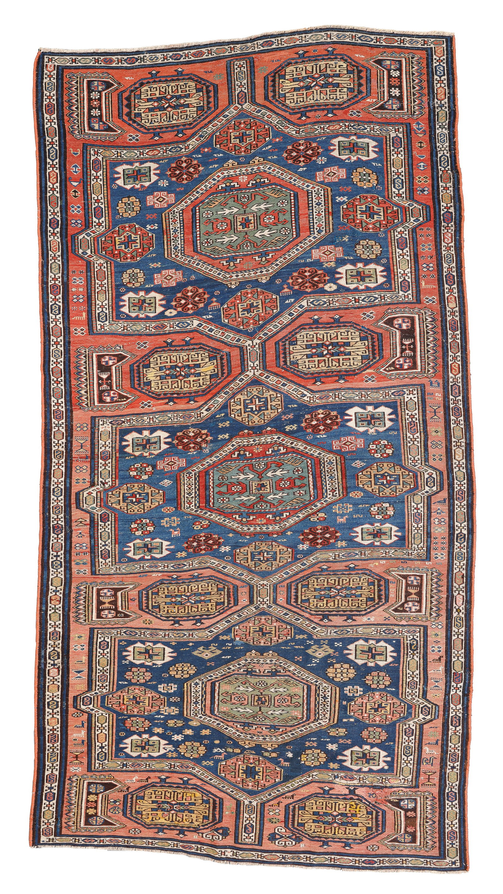 Sumak Rug, Caucasus, Ca. 1880, Size: 5'0'' x 9'7'': Sumak Rug, Caucasus, Ca. 1880, Size: 5'0'' x 9'7'' (152 x 292 cm). Weight: 17 lbs. Material: wool surface, wool warp.