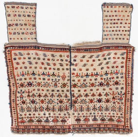 Gashgai Mixed Weave Horse Cover w. Wedding Dancers, Persia, Ca. 1875, 4'11'' x 5'4''