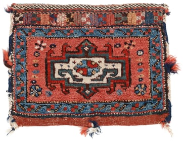 Charming Single Medallion Afshar Bag, Persia, Late 19th C., 1'8'' x 1'4''