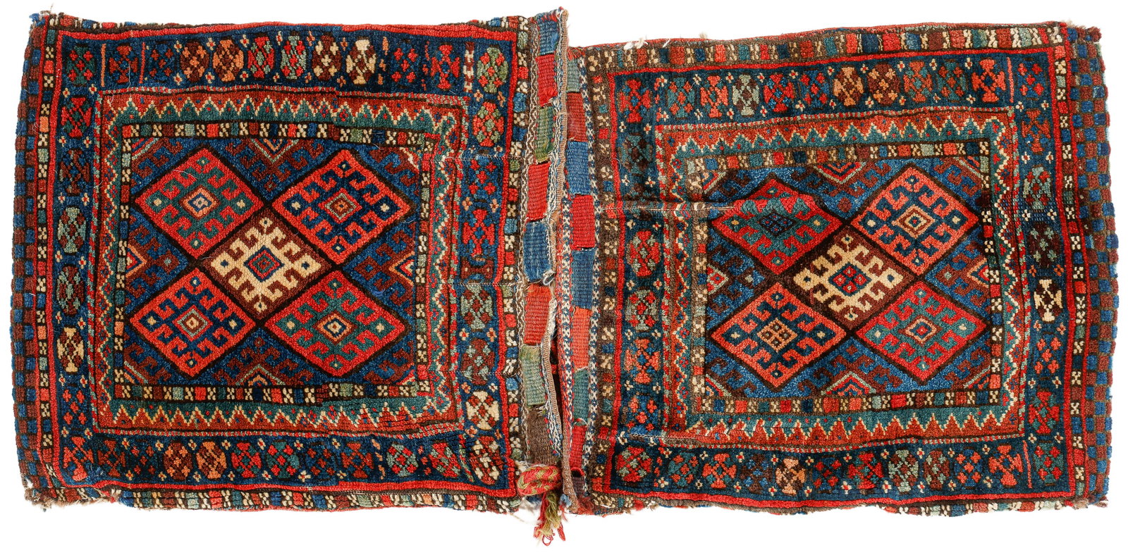 Complete Jaff Kurd Double Pile Saddlebag, Persia, Ca. 1875 (1 of 3)