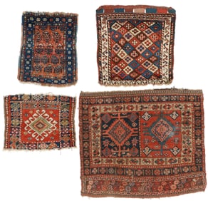 Group of 4 Antique Bag Fronts, Persia/Transcaucasus, 19th C.