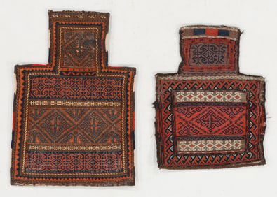 2 Baluch Flatwoven Salt Bags, Khorasan Area, Persia, Late 19th C