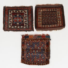 Group of 3 Kurd and Veramin Pile Bagfaces, Persia, Ca. 1875