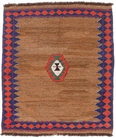 Afshar Camel Field Sofreh Kilim, Persia, Early 20th C., 2'5'' x 3'0''