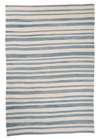 Mazandaran Indigo Striped Kilim, Persia, Mid 20th C., 8'6'' x 12'9''