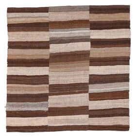 Mazandaran Camel Striped Kilim, Persia, Mid 20th C., 6'6'' x 6'6''