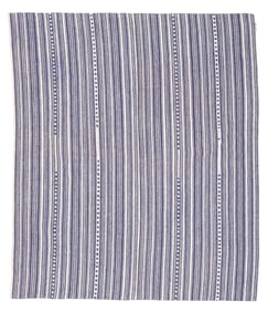 Azeri Striped Cotton Indigo Kilim, Transcaucasus, Mid 20th C., 4'7'' x 5'4''