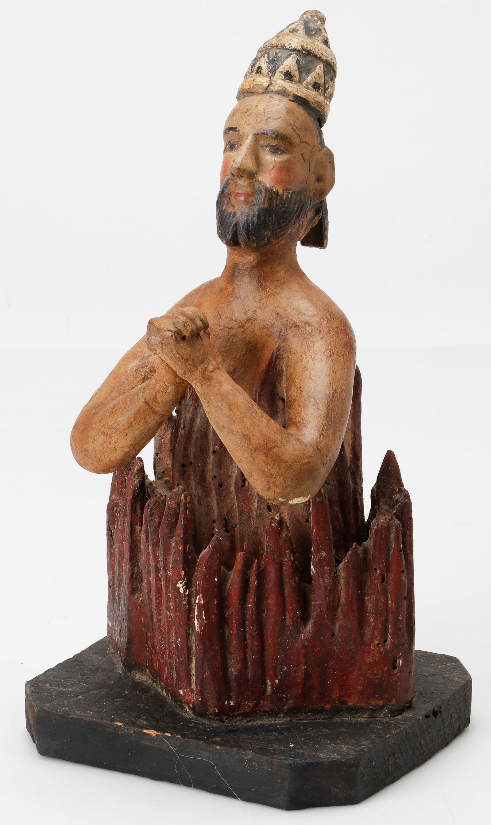 Spanish Colonial Figure of a Martyr Saint Engulfed In Flames, 19th C. (1 of 5)