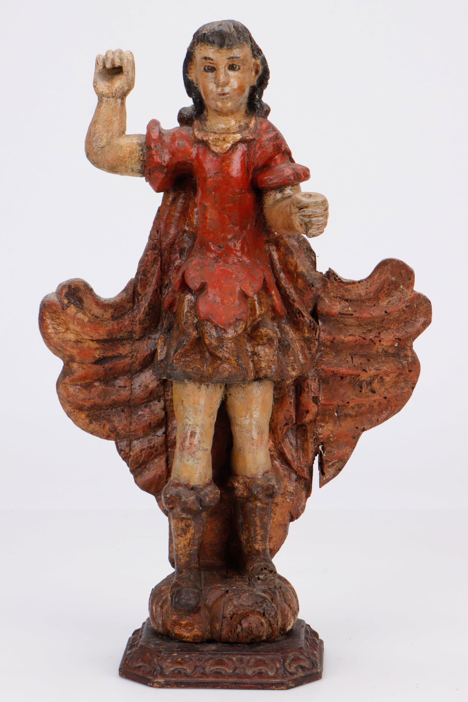 Large Antique Spanish Colonial Santos Figure, 19th C. H: 21" (1 of 6)