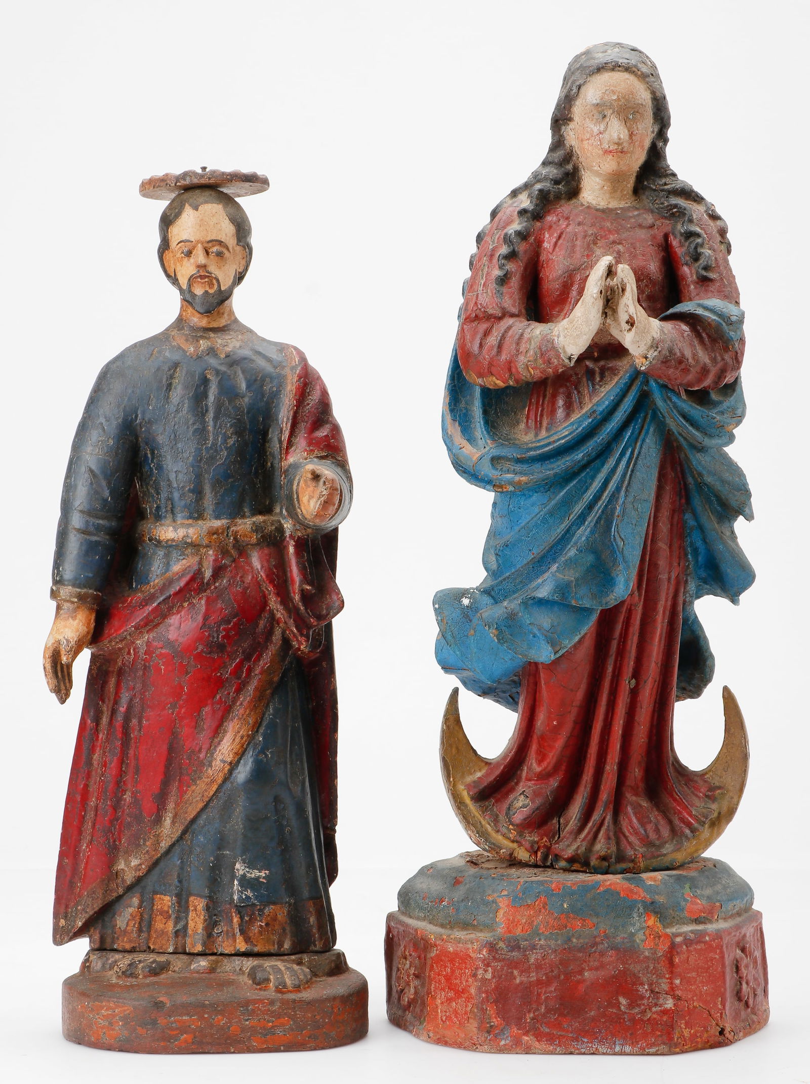 2 Antique Spanish Colonial Santos Figures, 19th C. (1 of 5)
