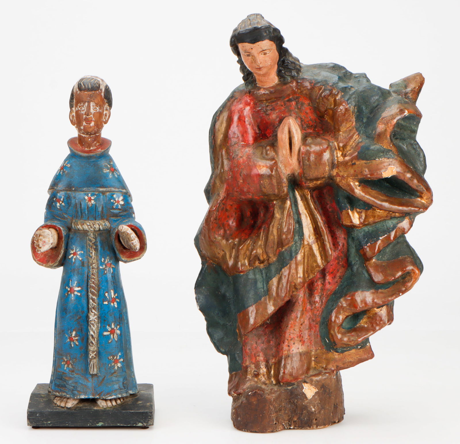 2 Antique Spanish Colonial Santos Figures, 19th C. (1 of 6)