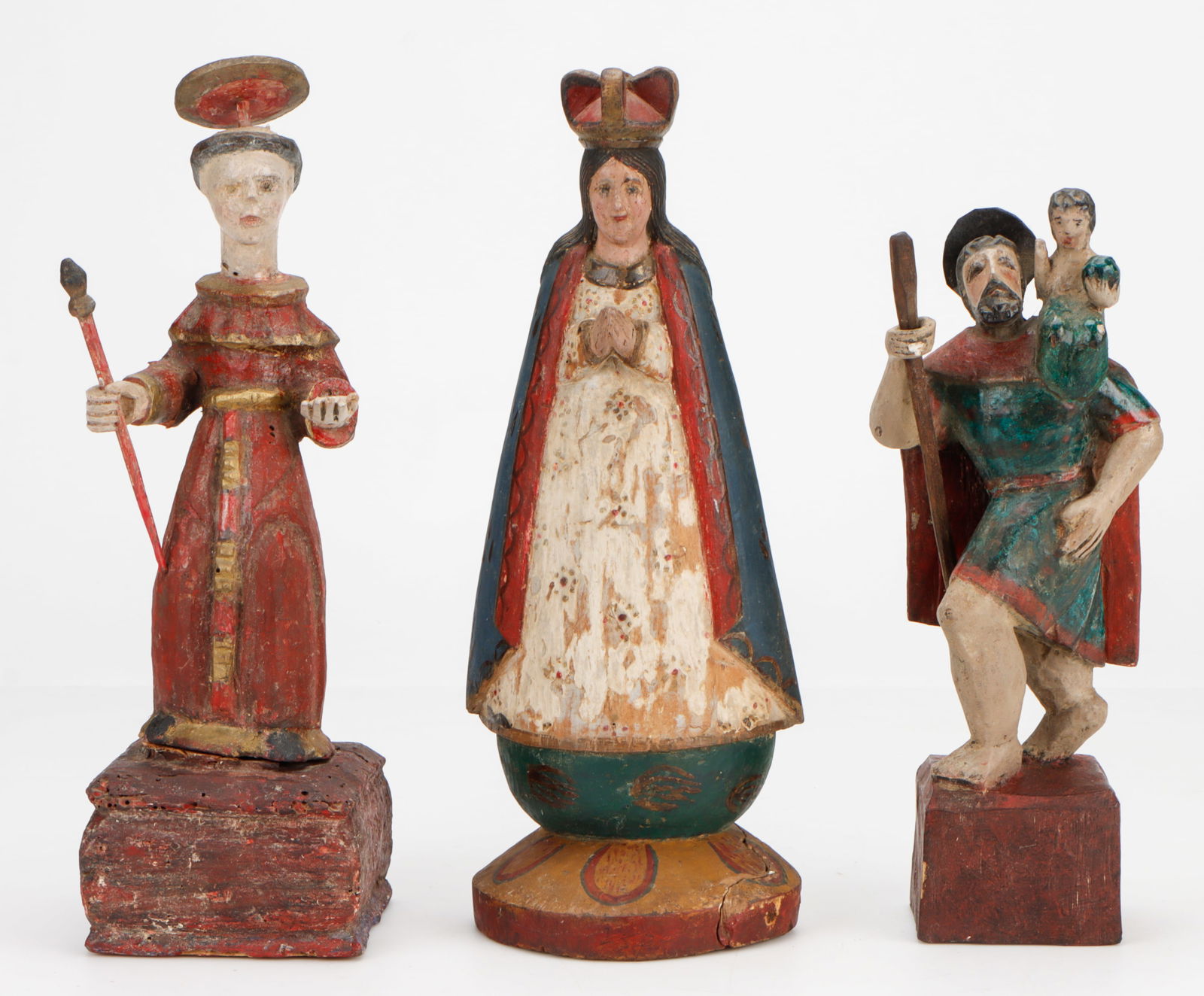 3 Spanish Colonial Santos Figures, 19th C. (1 of 6)