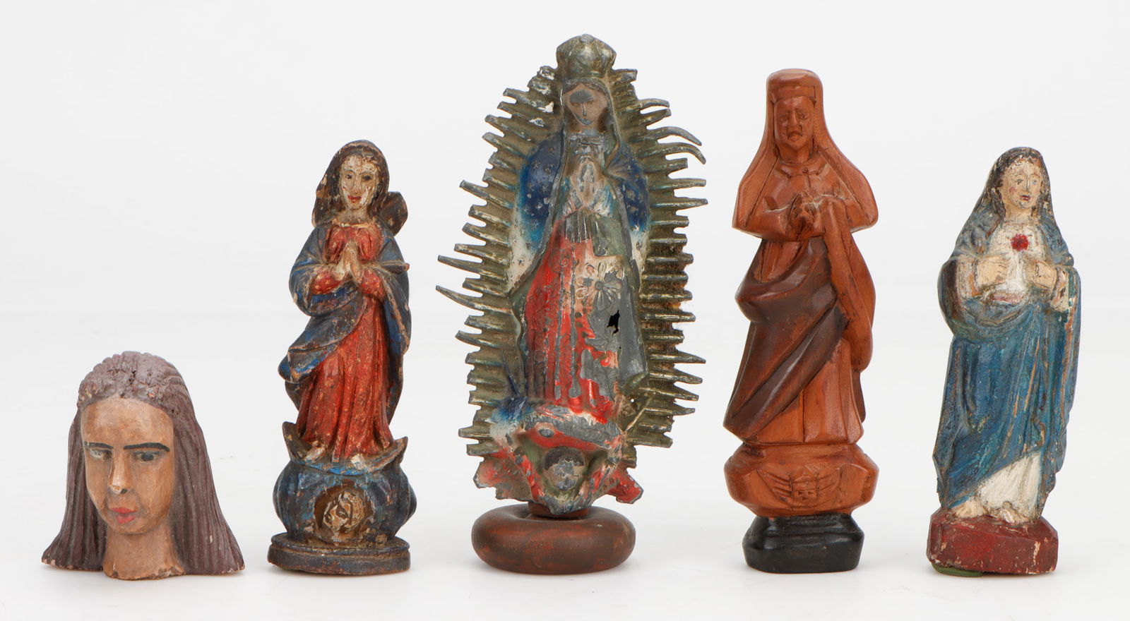 Collection of 5 Small Spanish Colonial Santos Figures, 19th C. (1 of 4)
