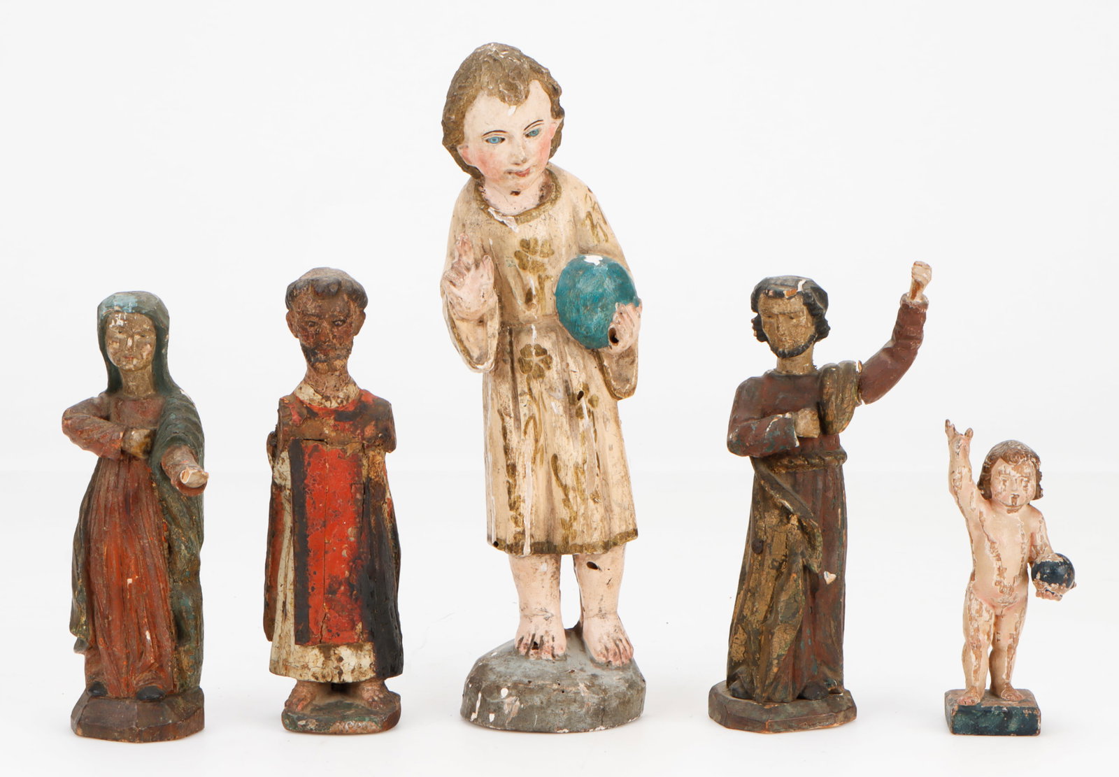 5 Antique Spanish Colonial Santos Figures, 19th C. (1 of 5)