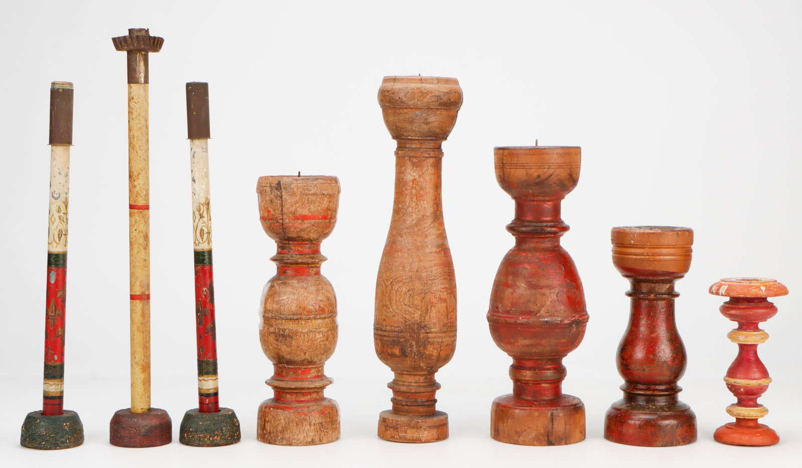 Collection of 8 Antique Spanish Colonial Prickets and Candlesticks (1 of 4)