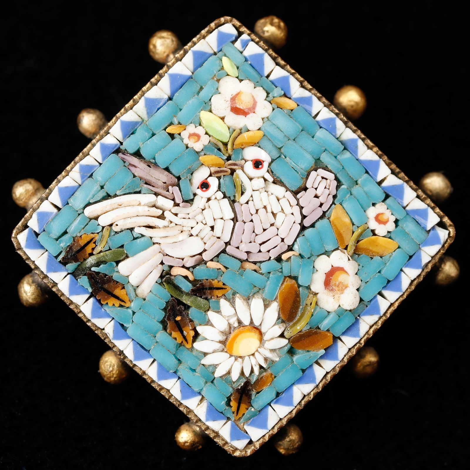 Antique Italian Micromosaic Pin, 19th C. (1 of 3)
