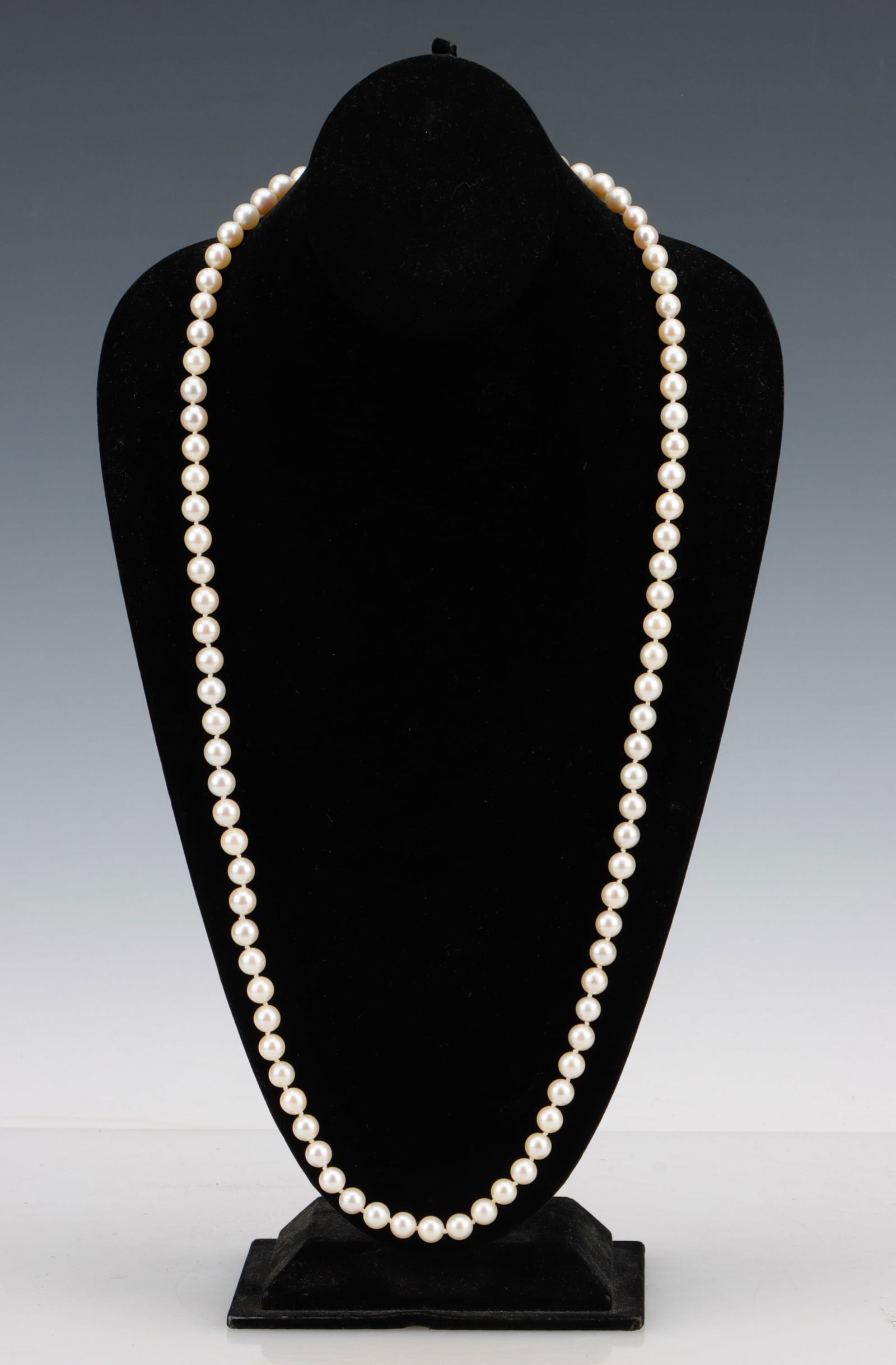 Akoya Pearl Necklace With 14K White Gold and Sapphire Clasp (1 of 4)