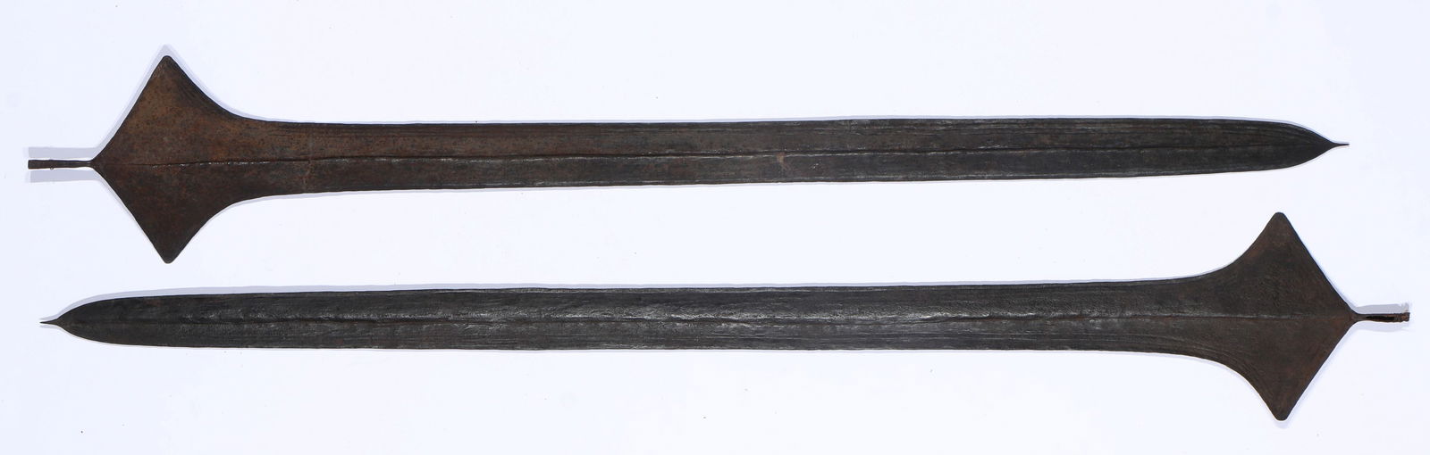 2 African Topoke Ligande Currency Swords, DRC, L: 56", 58" (1 of 3)