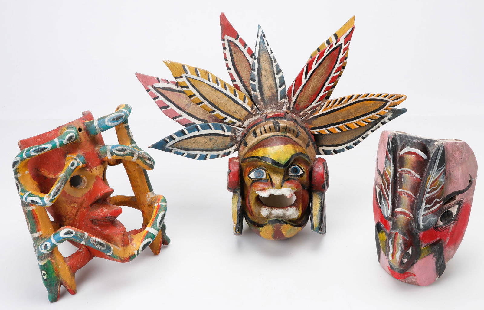 3 Vintage Mexican Festival Dance Masks (1 of 3)