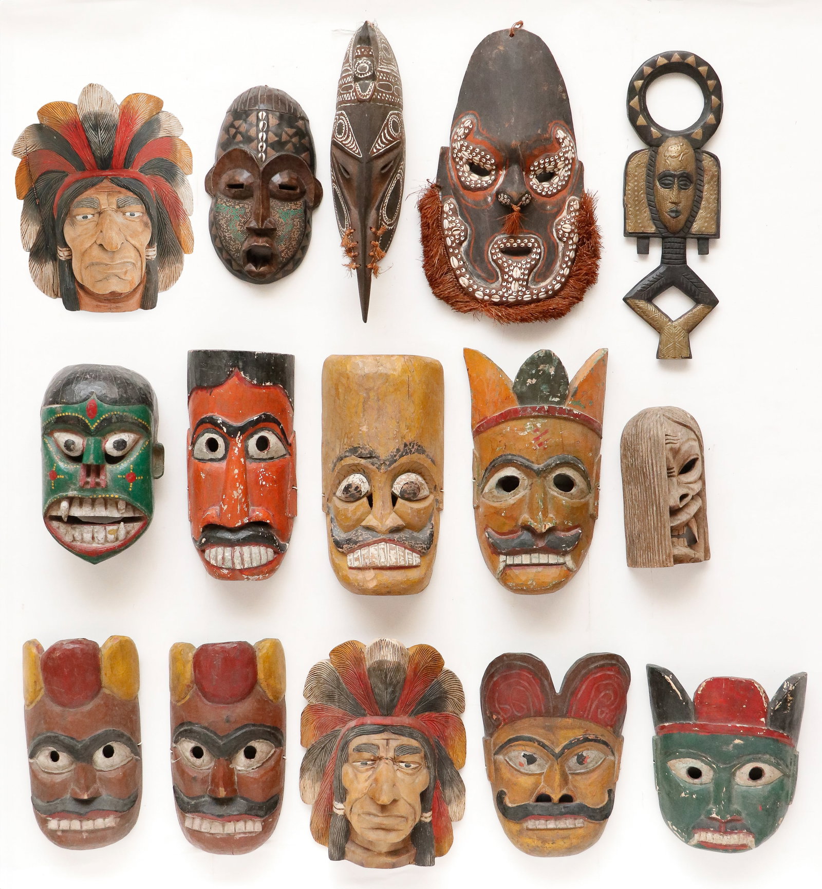 Ethnographic Collector's Lot of 15 Vintage Masks (1 of 7)