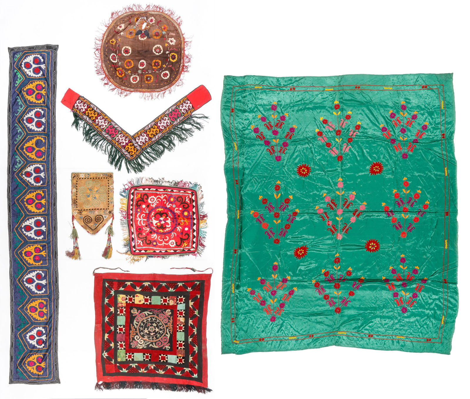 Group of Uzbek Embroideries (7), Mid 20th C. (1 of 8)