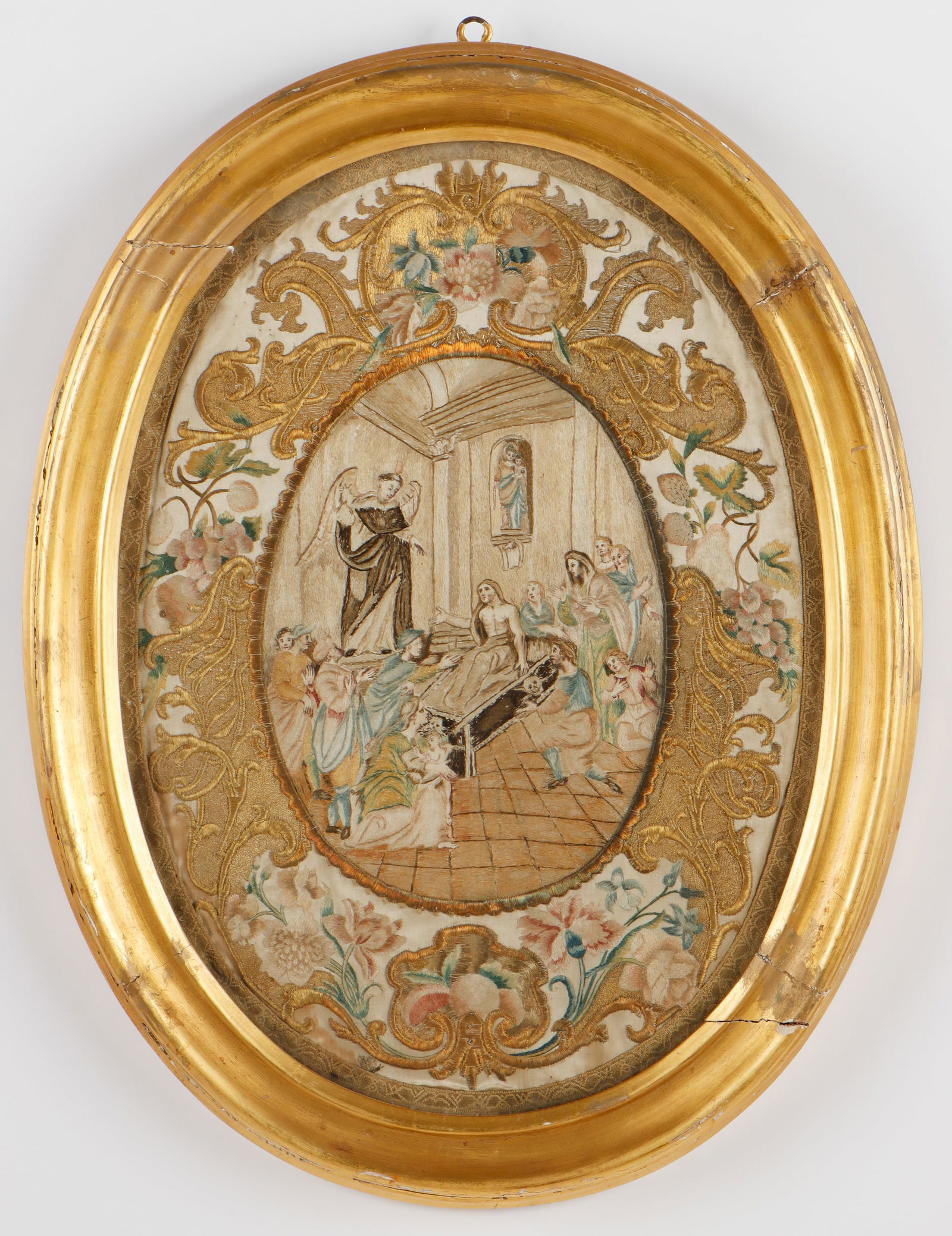 Antique Continental Needlework Embroidery, Early 19th C. (1 of 2)