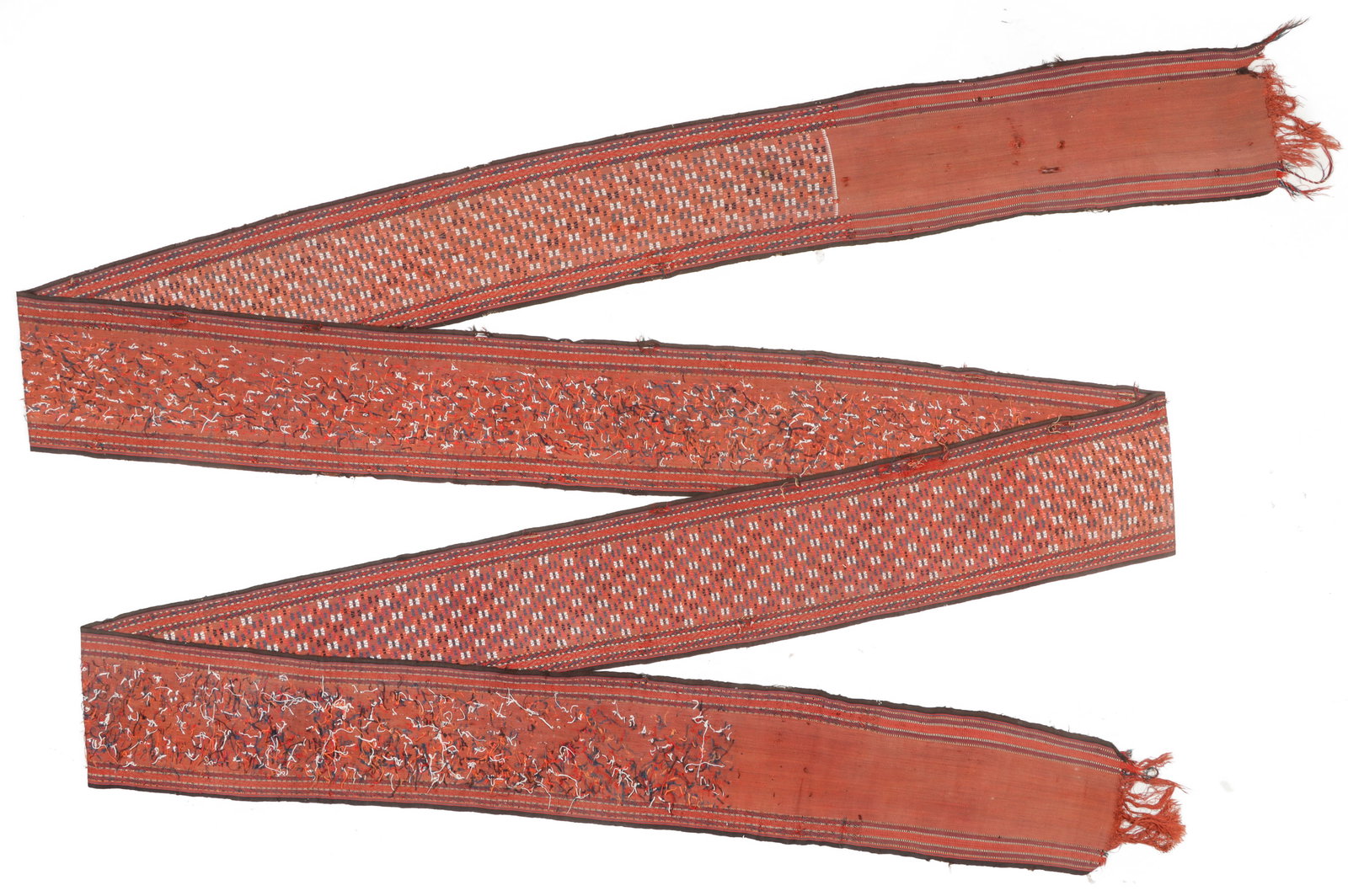Antique Turkoman Tent Band, L. 48'4": Turkoman Tent Band Size: 1'7'' x 48'4'' (48 x 1473 cm). Weight: 14.50 lbs. Ex. Clearlight Collection, Los Angeles, CA.