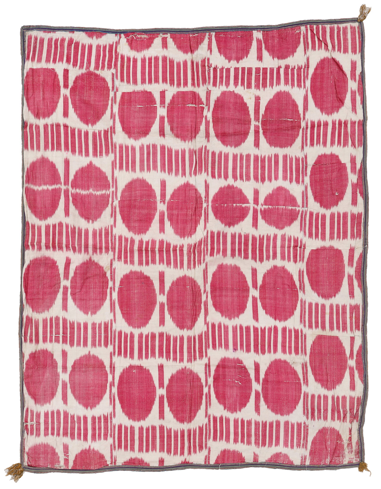 Central Asian Silk Ikat Hanging, Uzbekistan, Late 19th C.,  4'3'' x 5'7'' (1 of 3)