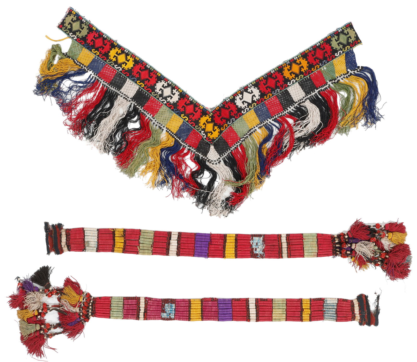 Central Asian Embroidered Segusha Textile and Bands (1 of 2)