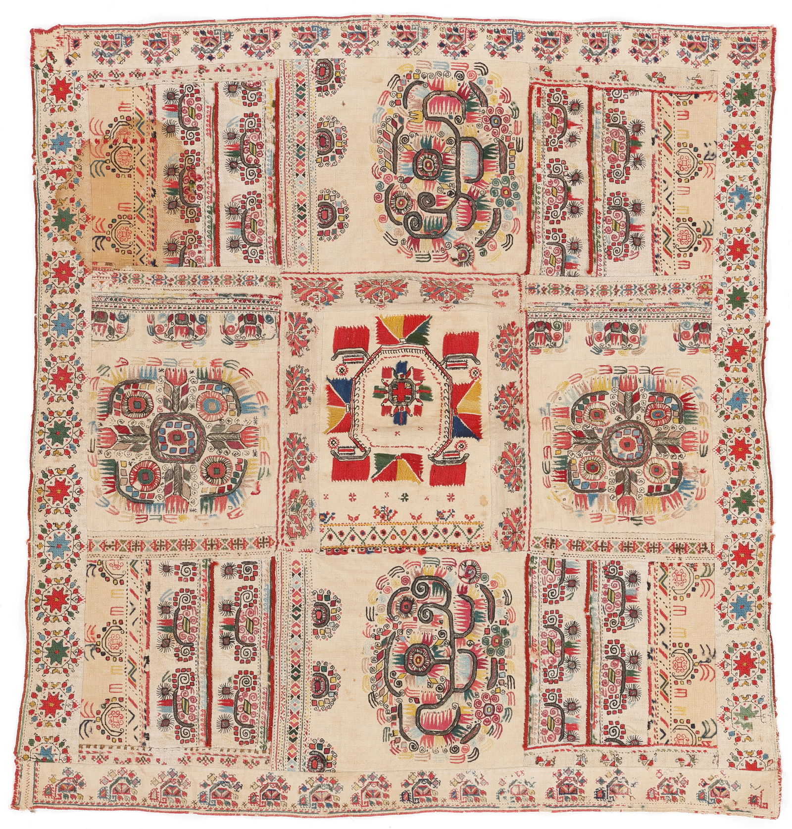 Greek Island Embroidery Sampler, 19th Century, 2'10'' x 2'8'' (1 of 3)