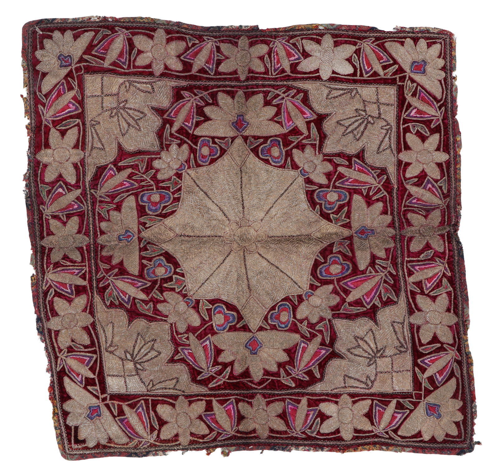 Kashan Metal Thread Embroidered Panel, Persia, 17th Century (1 of 4)