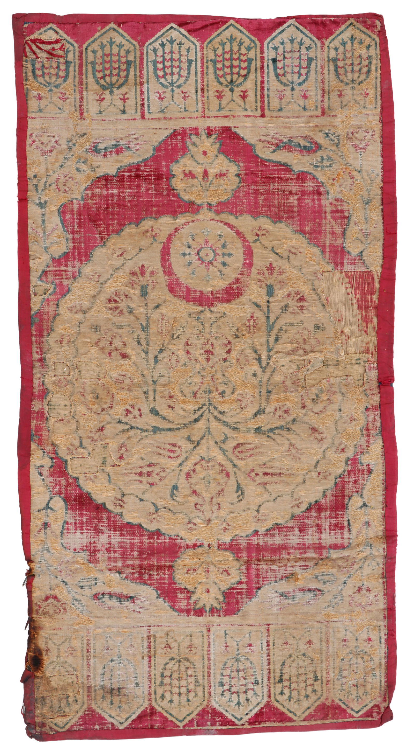 Ottoman Velvet Yastik, Turkey, 17th Century, 2'2'' x 4'2'' (1 of 4)