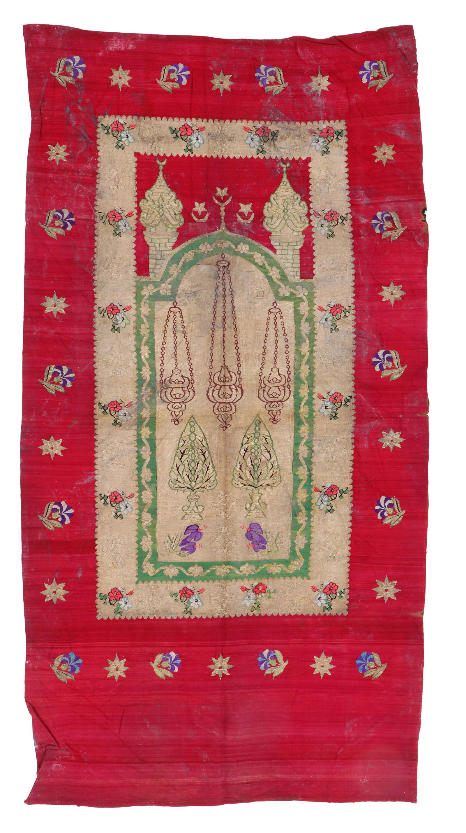 Ottoman Mehrab Silk Kilim Prayer Textile, 18th Century (1 of 4)