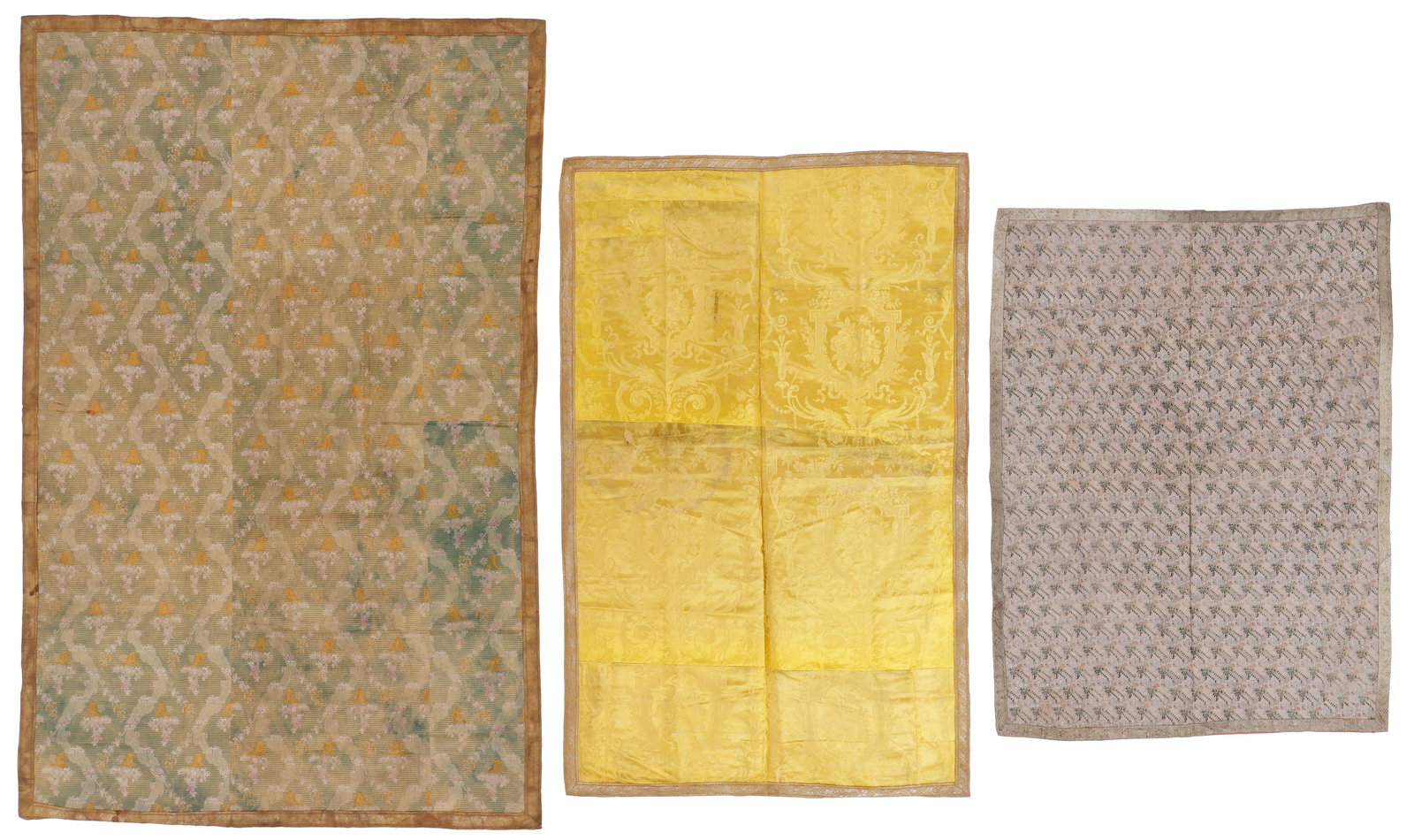 Collection of 3 Brocade and Damask Silk Textiles, 18th/19th Century (1 of 7)