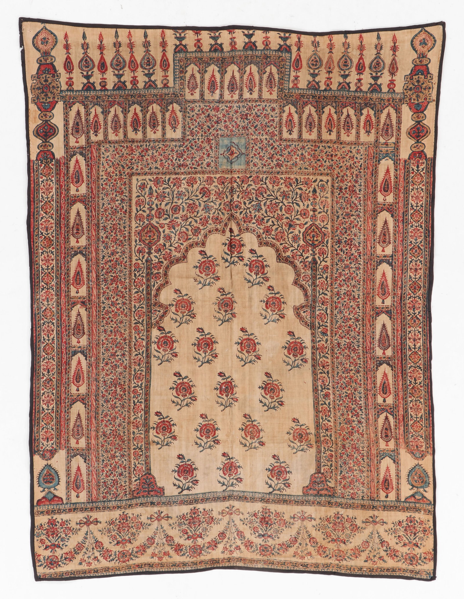 Block Printed and Painted Prayer Arch Textile, India, Early 20th Century (1 of 4)