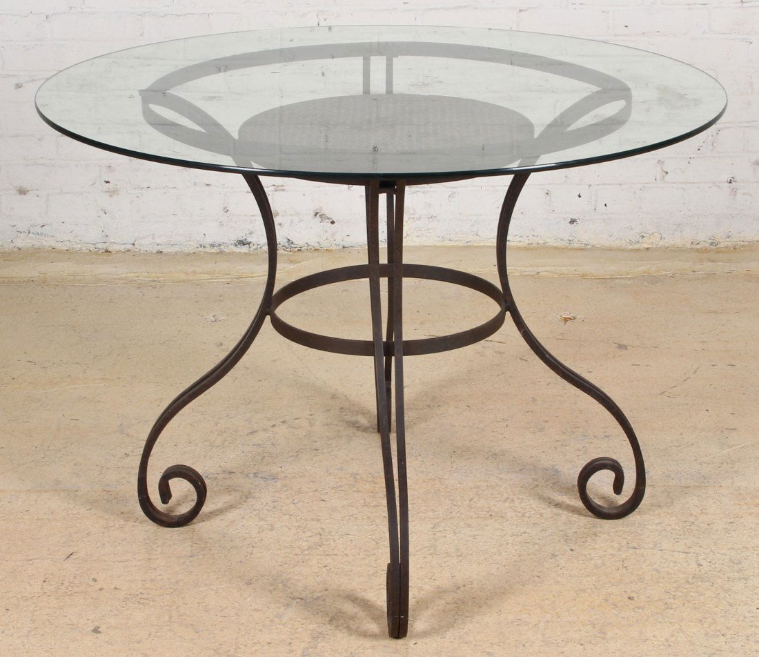 Round Glass Top Metal Base Garden Table