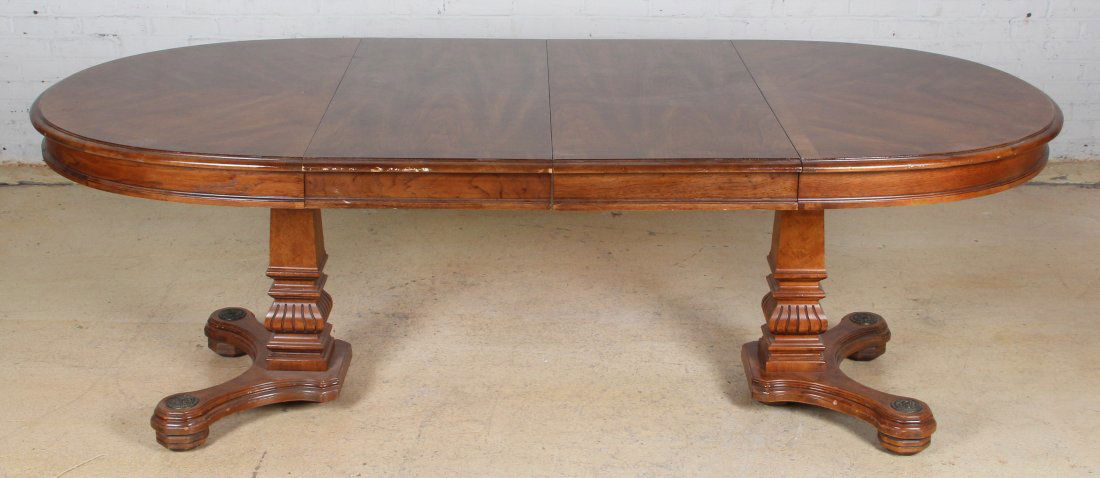 Antique Style Wood Dining Table: Antique Style Wood Dining Table with carved legs. Size: 29.5 x 86 x 42.5 inches.