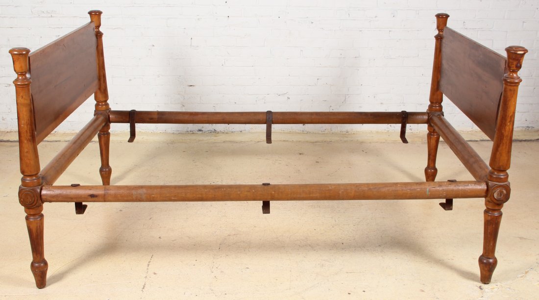 Antique Sheraton Bed: Antique Sheraton Bed. Size: 42 x 82 x 53 inches.